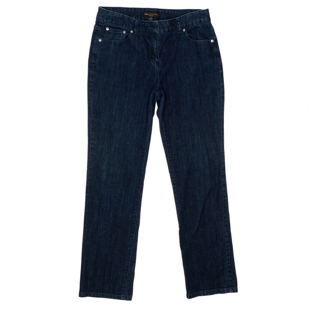 Dana Buchman Straight Jeans Size 10 Womens Blue Denim Stretch Measures 31 x 29.5